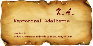 Kapronczai Adalberta névjegykártya